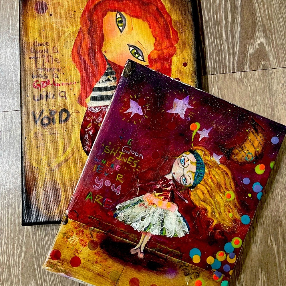 Artisan canvas original artwork. Bohemian, eclectic, magical.